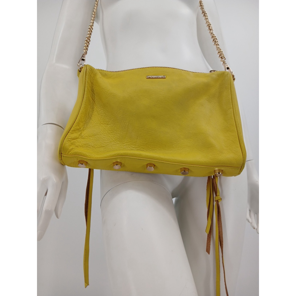 Rebecca Minkoff Yellow Leather Crossbody Bag Purse Zipper - Picture 8 of 16